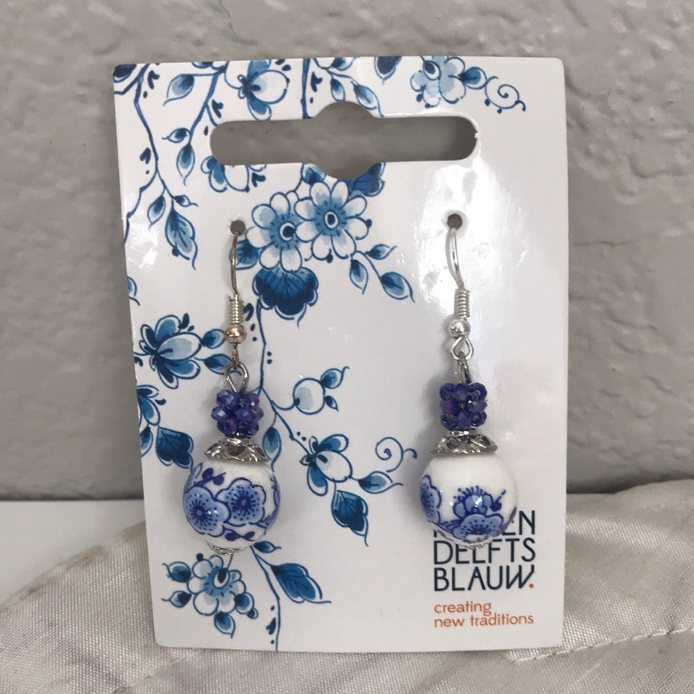 New Delft Blue Handpainted Earrings